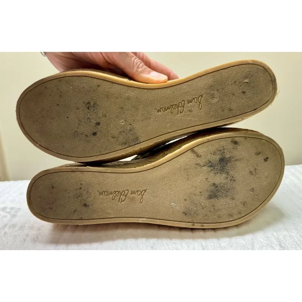 SAM EDELMAN Remini Leopard Calf Hair Cork Wedges, Sz 7.5M